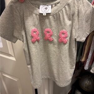 Charming Gray Kids Tee with Pink Accents